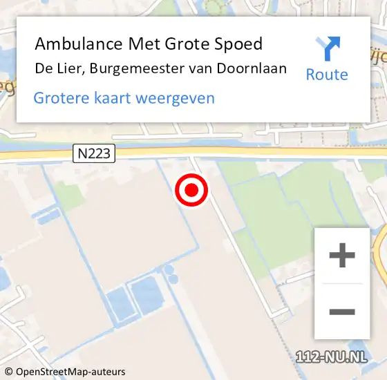Locatie op kaart van de 112 melding: Ambulance Met Grote Spoed Naar De Lier, Burgemeester van Doornlaan op 29 mei 2023 05:15