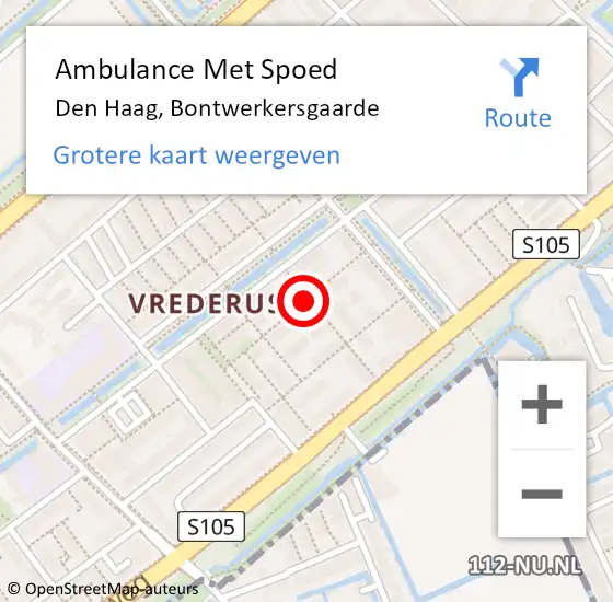 Locatie op kaart van de 112 melding: Ambulance Met Spoed Naar Den Haag, Bontwerkersgaarde op 29 mei 2023 05:23