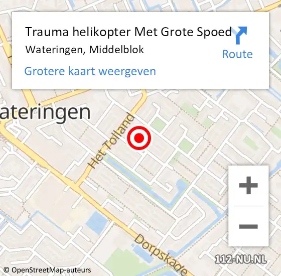 Locatie op kaart van de 112 melding: Trauma helikopter Met Grote Spoed Naar Wateringen, Middelblok op 29 mei 2023 06:54