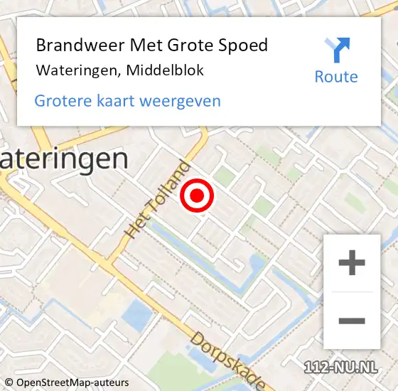 Locatie op kaart van de 112 melding: Brandweer Met Grote Spoed Naar Wateringen, Middelblok op 29 mei 2023 06:55