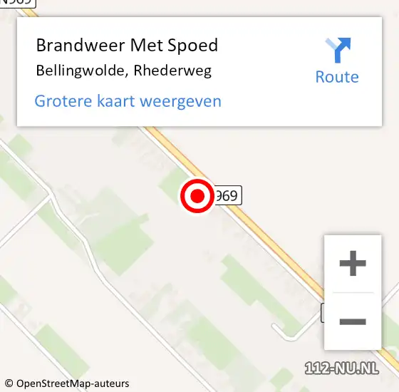 Locatie op kaart van de 112 melding: Brandweer Met Spoed Naar Bellingwolde, Rhederweg op 29 mei 2023 07:41