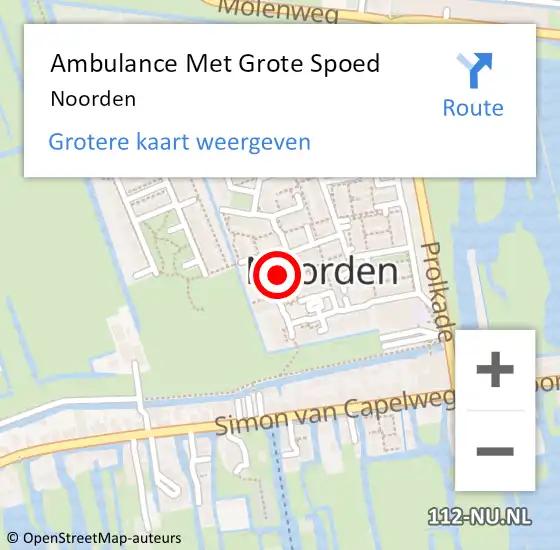 Locatie op kaart van de 112 melding: Ambulance Met Grote Spoed Naar Noorden op 29 mei 2023 07:51