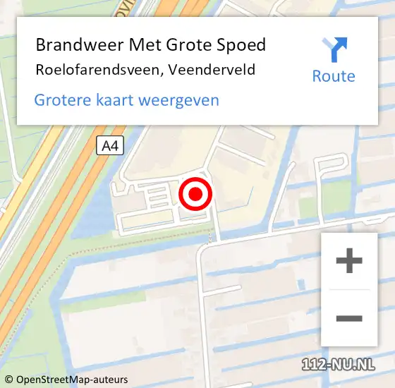 Locatie op kaart van de 112 melding: Brandweer Met Grote Spoed Naar Roelofarendsveen, Veenderveld op 27 augustus 2014 07:33