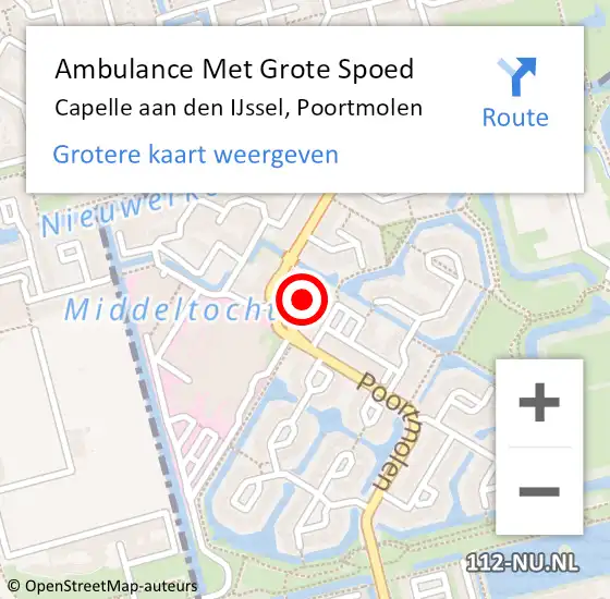 Locatie op kaart van de 112 melding: Ambulance Met Grote Spoed Naar Capelle aan den IJssel, Poortmolen op 29 mei 2023 08:58