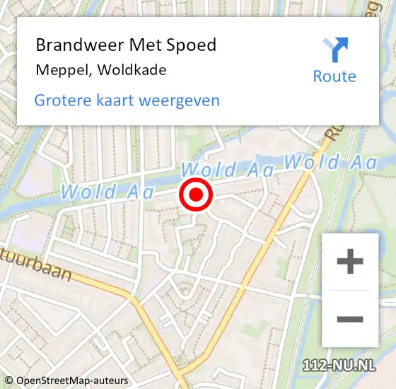 Locatie op kaart van de 112 melding: Brandweer Met Spoed Naar Meppel, Woldkade op 29 mei 2023 09:09