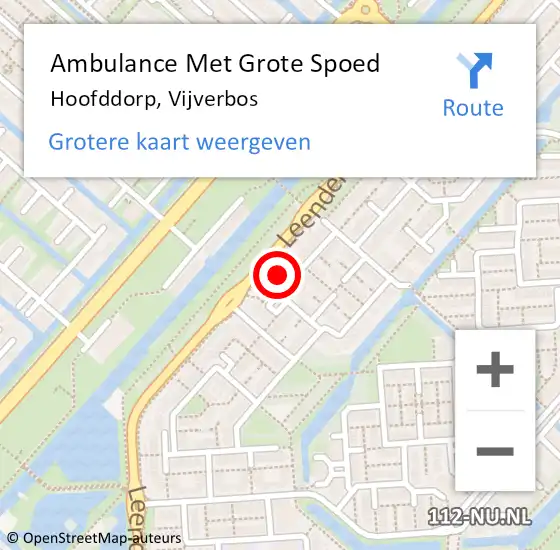 Locatie op kaart van de 112 melding: Ambulance Met Grote Spoed Naar Hoofddorp, Vijverbos op 29 mei 2023 09:33