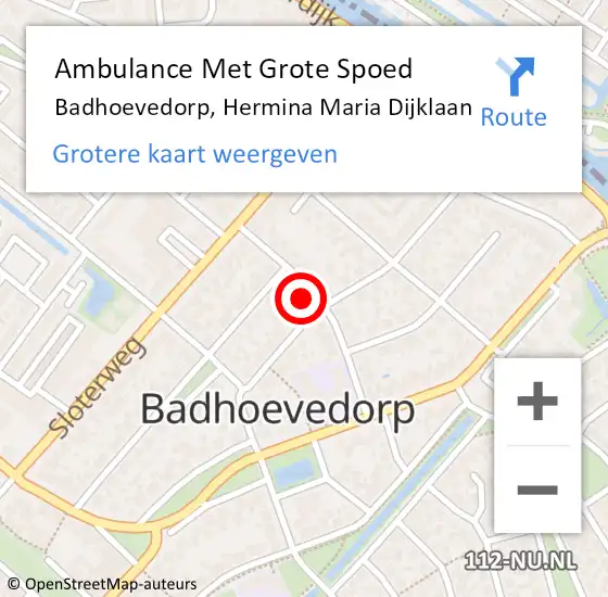 Locatie op kaart van de 112 melding: Ambulance Met Grote Spoed Naar Badhoevedorp, Hermina Maria Dijklaan op 29 mei 2023 09:46