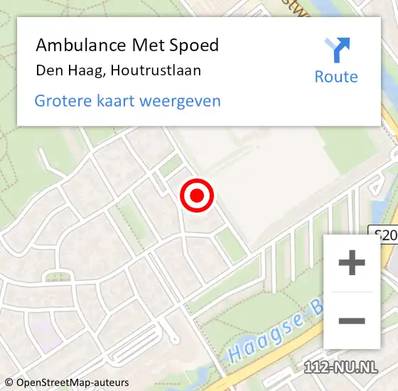 Locatie op kaart van de 112 melding: Ambulance Met Spoed Naar Den Haag, Houtrustlaan op 29 mei 2023 10:13