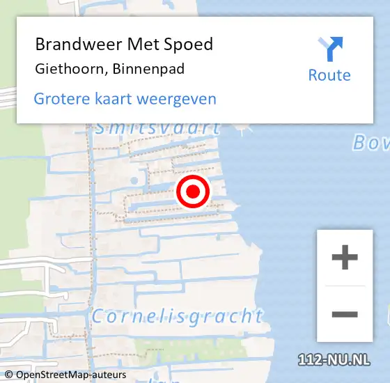 Locatie op kaart van de 112 melding: Brandweer Met Spoed Naar Giethoorn, Binnenpad op 29 mei 2023 10:31