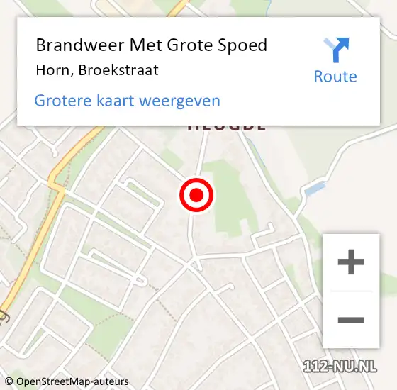 Locatie op kaart van de 112 melding: Brandweer Met Grote Spoed Naar Horn, Broekstraat op 29 mei 2023 10:33