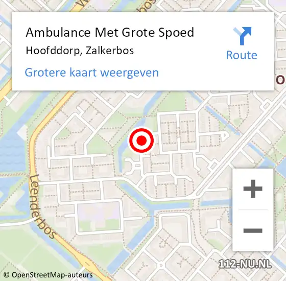 Locatie op kaart van de 112 melding: Ambulance Met Grote Spoed Naar Hoofddorp, Zalkerbos op 29 mei 2023 10:34