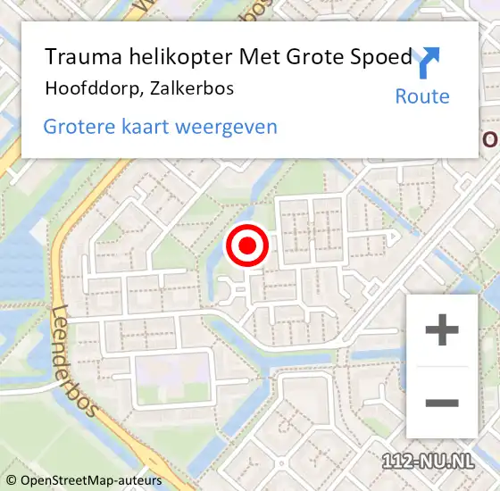 Locatie op kaart van de 112 melding: Trauma helikopter Met Grote Spoed Naar Hoofddorp, Zalkerbos op 29 mei 2023 10:34
