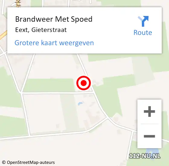 Locatie op kaart van de 112 melding: Brandweer Met Spoed Naar Eext, Gieterstraat op 29 mei 2023 11:00