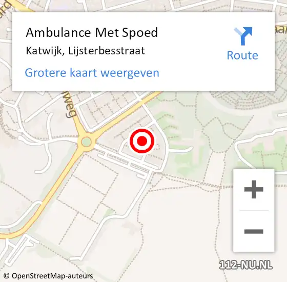 Locatie op kaart van de 112 melding: Ambulance Met Spoed Naar Katwijk, Lijsterbesstraat op 29 mei 2023 11:20