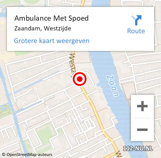 Locatie op kaart van de 112 melding: Ambulance Met Spoed Naar Zaandam, Westzijde op 29 mei 2023 11:43