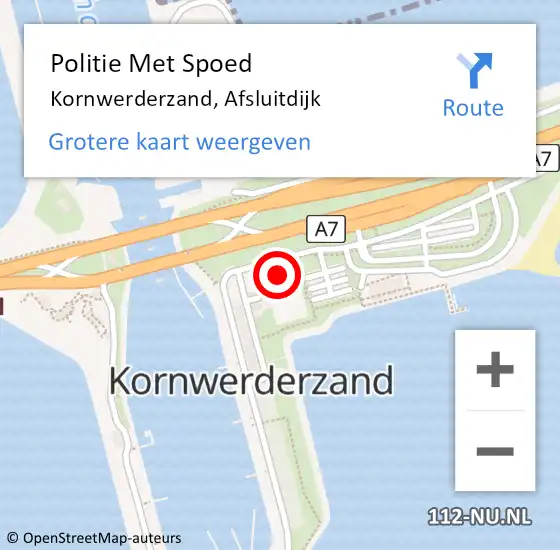 Locatie op kaart van de 112 melding: Politie Met Spoed Naar Kornwerderzand, Afsluitdijk op 29 mei 2023 12:17