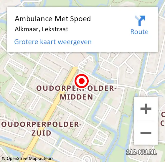 Locatie op kaart van de 112 melding: Ambulance Met Spoed Naar Alkmaar, Lekstraat op 29 mei 2023 12:53