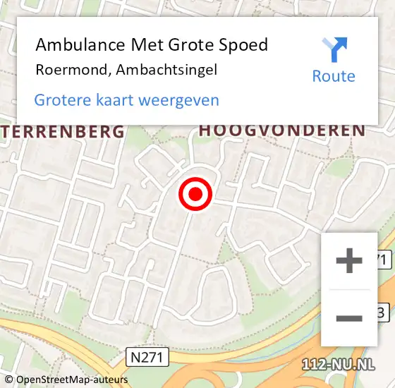 Locatie op kaart van de 112 melding: Ambulance Met Grote Spoed Naar Roermond, Ambachtsingel op 29 mei 2023 12:56