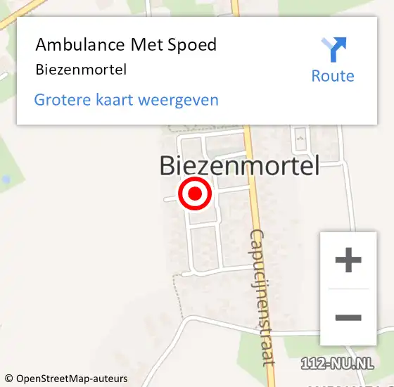 Locatie op kaart van de 112 melding: Ambulance Met Spoed Naar Biezenmortel op 29 mei 2023 13:00