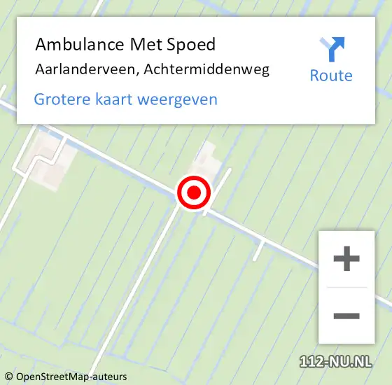 Locatie op kaart van de 112 melding: Ambulance Met Spoed Naar Aarlanderveen, Achtermiddenweg op 29 mei 2023 13:01