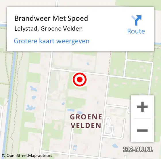 Locatie op kaart van de 112 melding: Brandweer Met Spoed Naar Lelystad, Groene Velden op 29 mei 2023 13:02