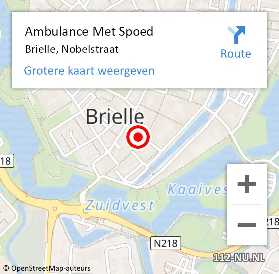 Locatie op kaart van de 112 melding: Ambulance Met Spoed Naar Brielle, Nobelstraat op 29 mei 2023 13:10