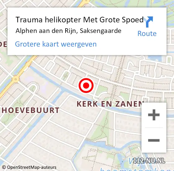 Locatie op kaart van de 112 melding: Trauma helikopter Met Grote Spoed Naar Alphen aan den Rijn, Saksengaarde op 29 mei 2023 13:32