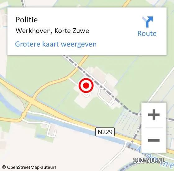 Locatie op kaart van de 112 melding: Politie Werkhoven, Korte Zuwe op 29 mei 2023 13:54