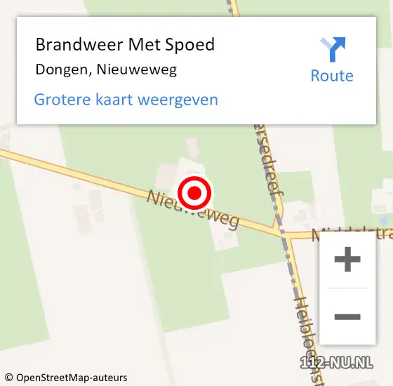 Locatie op kaart van de 112 melding: Brandweer Met Spoed Naar Dongen, Nieuweweg op 29 mei 2023 14:26