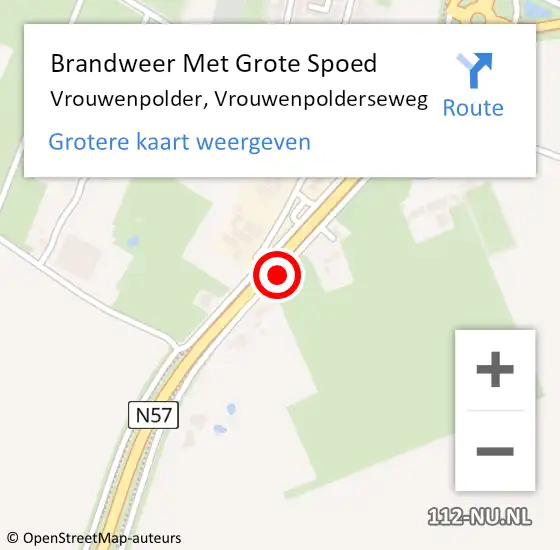 Locatie op kaart van de 112 melding: Brandweer Met Grote Spoed Naar Vrouwenpolder, Vrouwenpolderseweg op 29 mei 2023 14:29