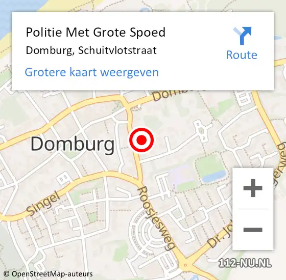 Locatie op kaart van de 112 melding: Politie Met Grote Spoed Naar Domburg, Schuitvlotstraat op 29 mei 2023 14:35