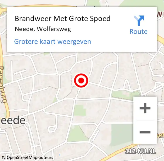 Locatie op kaart van de 112 melding: Brandweer Met Grote Spoed Naar Neede, Wolfersweg op 29 mei 2023 14:43