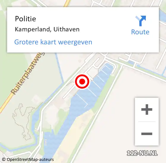 Locatie op kaart van de 112 melding: Politie Kamperland, Uithaven op 29 mei 2023 15:08