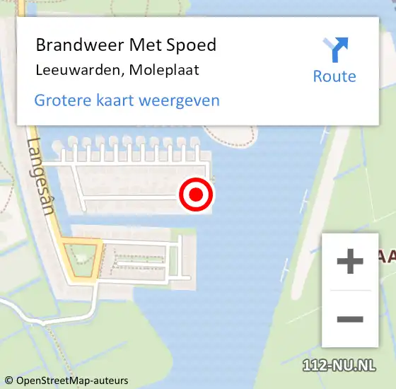 Locatie op kaart van de 112 melding: Brandweer Met Spoed Naar Leeuwarden, Moleplaat op 29 mei 2023 15:17