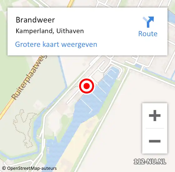 Locatie op kaart van de 112 melding: Brandweer Kamperland, Uithaven op 29 mei 2023 15:30