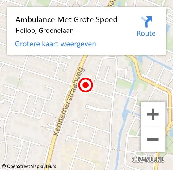Locatie op kaart van de 112 melding: Ambulance Met Grote Spoed Naar Heiloo, Groenelaan op 27 augustus 2014 08:22