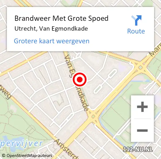 Locatie op kaart van de 112 melding: Brandweer Met Grote Spoed Naar Utrecht, Van Egmondkade op 29 mei 2023 15:56