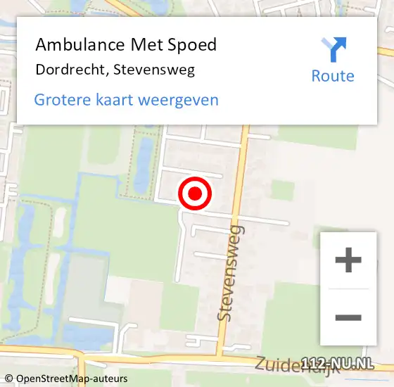 Locatie op kaart van de 112 melding: Ambulance Met Spoed Naar Dordrecht, Stevensweg op 29 mei 2023 16:07