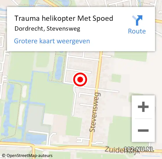Locatie op kaart van de 112 melding: Trauma helikopter Met Spoed Naar Dordrecht, Stevensweg op 29 mei 2023 16:09