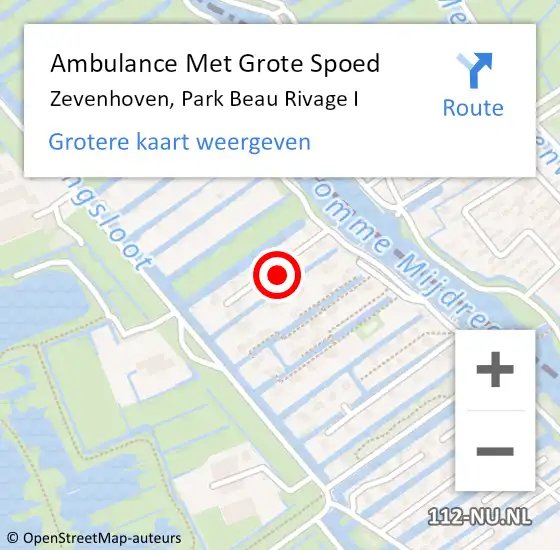 Locatie op kaart van de 112 melding: Ambulance Met Grote Spoed Naar Zevenhoven, Park Beau Rivage I op 29 mei 2023 16:15