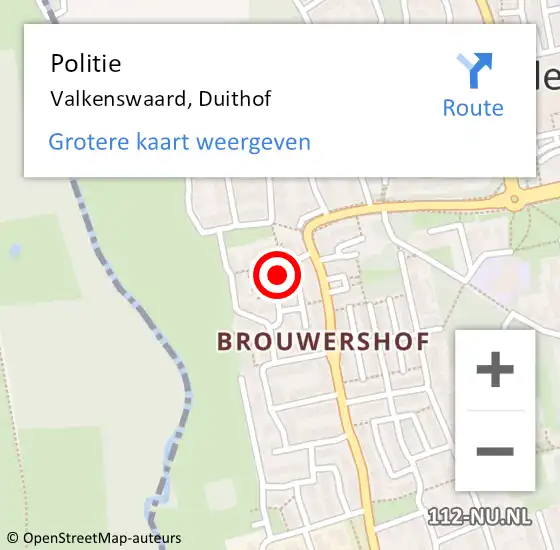 Locatie op kaart van de 112 melding: Politie Valkenswaard, Duithof op 29 mei 2023 16:20