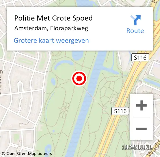 Locatie op kaart van de 112 melding: Politie Met Grote Spoed Naar Amsterdam, Floraparkweg op 29 mei 2023 16:37