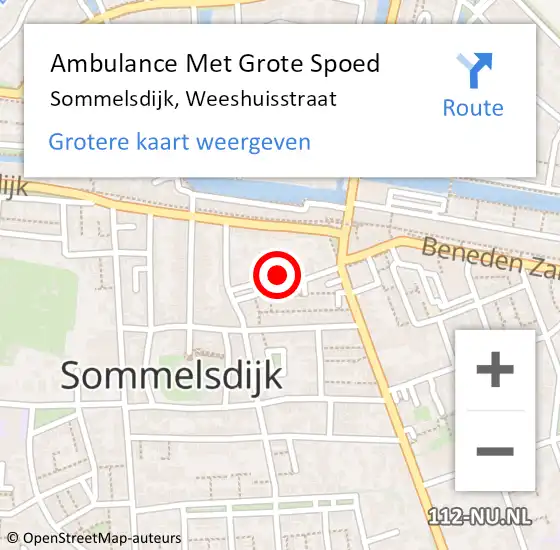 Locatie op kaart van de 112 melding: Ambulance Met Grote Spoed Naar Sommelsdijk, Weeshuisstraat op 29 mei 2023 16:37