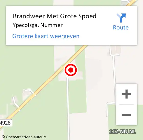 Locatie op kaart van de 112 melding: Brandweer Met Grote Spoed Naar Ypecolsga, Nummer op 27 augustus 2014 08:30