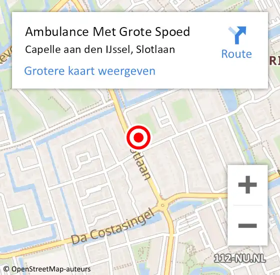 Locatie op kaart van de 112 melding: Ambulance Met Grote Spoed Naar Capelle aan den IJssel, Slotlaan op 29 mei 2023 17:35
