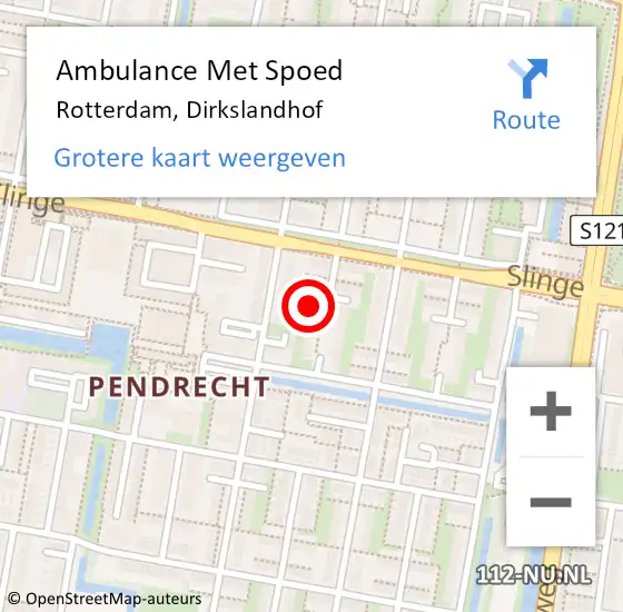 Locatie op kaart van de 112 melding: Ambulance Met Spoed Naar Rotterdam, Dirkslandhof op 29 mei 2023 17:41