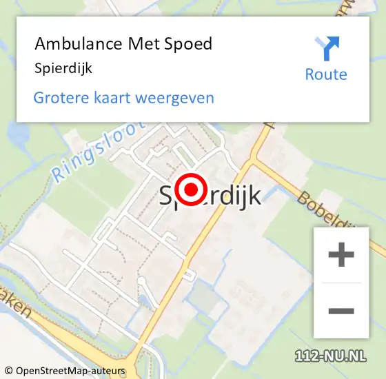 Locatie op kaart van de 112 melding: Ambulance Met Spoed Naar Spierdijk op 29 mei 2023 17:59