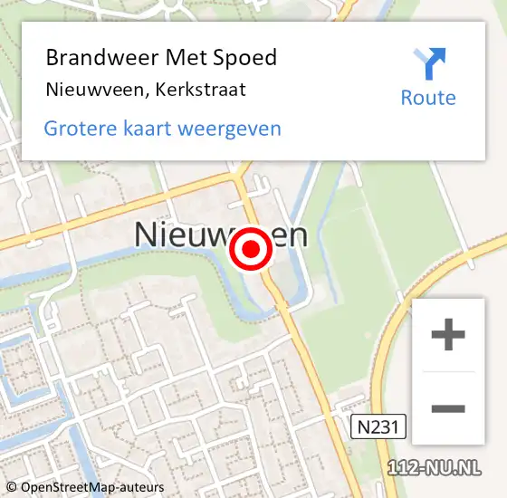 Locatie op kaart van de 112 melding: Brandweer Met Spoed Naar Nieuwveen, Kerkstraat op 29 mei 2023 18:01