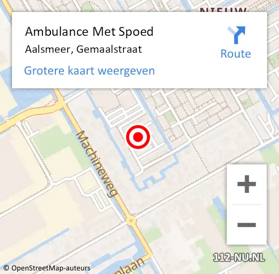 Locatie op kaart van de 112 melding: Ambulance Met Spoed Naar Aalsmeer, Gemaalstraat op 29 mei 2023 18:18