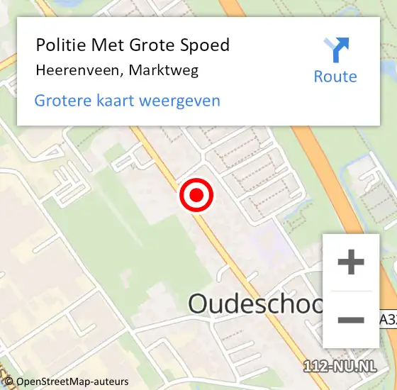 Locatie op kaart van de 112 melding: Politie Met Grote Spoed Naar Heerenveen, Marktweg op 29 mei 2023 18:20